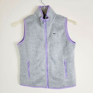 Vineyard Vines Toddler Kids Gray Lilac Knit Full Zip Vest 70001039 Size 7-8